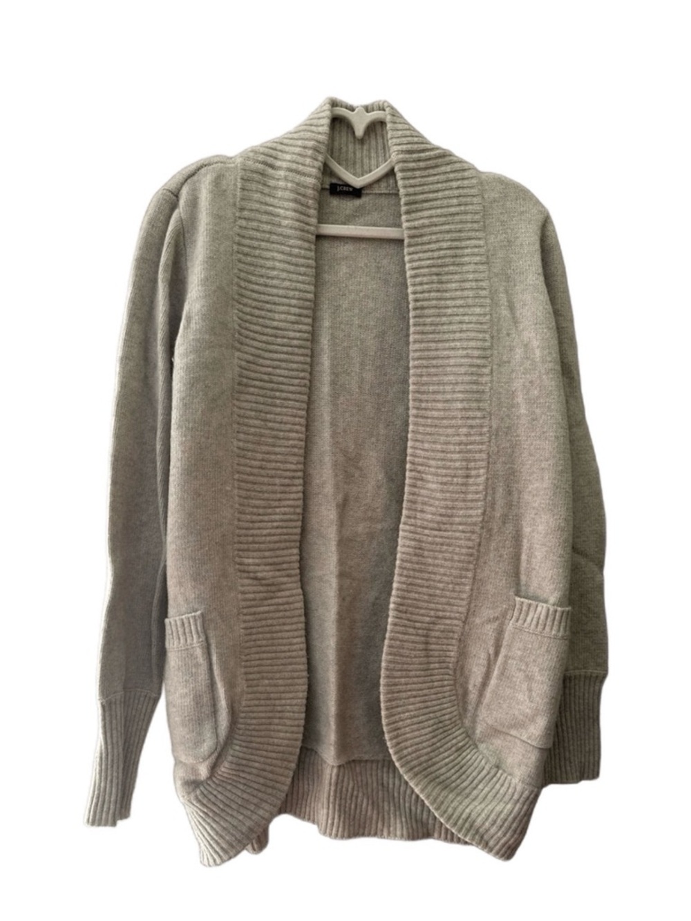 Jcrew Cozy Open-Front Shawl Collar Cardigan - Light Taupe Gray